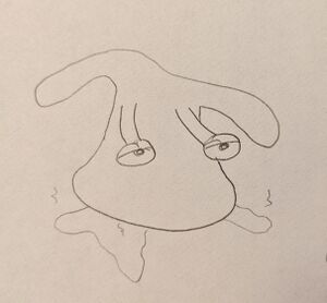 A Tubershuckle sits on its head, feeding on something disgusting